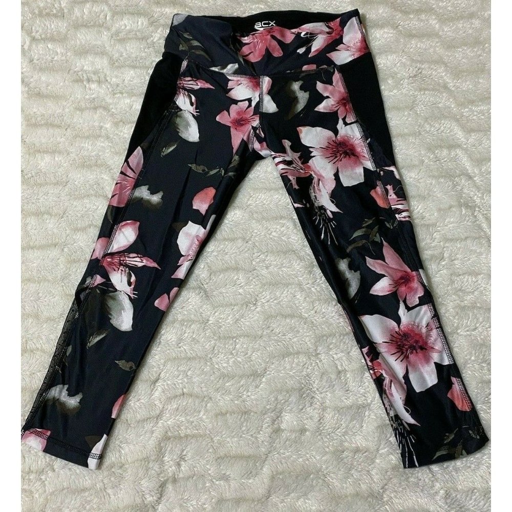 ACX Womens Small Leggings Capris Yoga Pants Floral